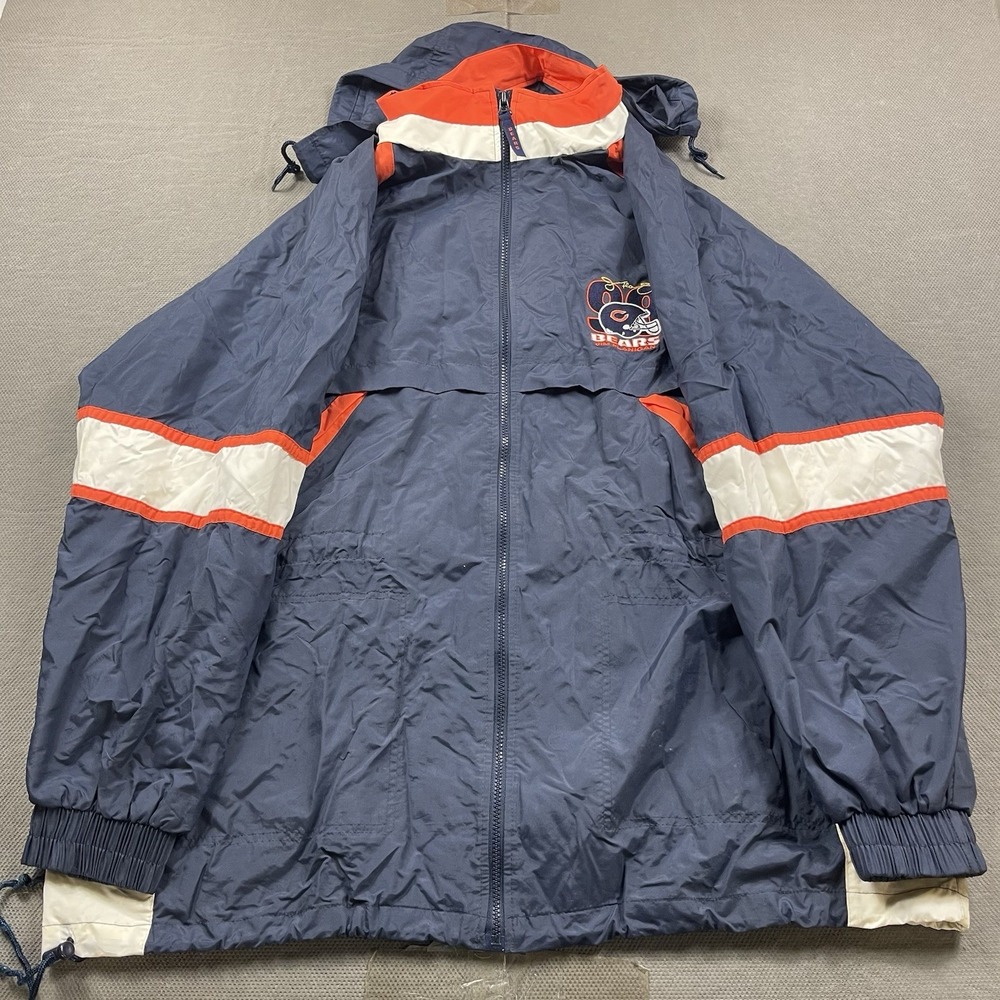 Vintage Chicago Bears Jim Flanigan 99 Pro Star Jacket Mens XL Blue Hooded NFL